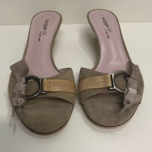 Maggie Gi Made in Italy Beige Low Heel Slide w Bow